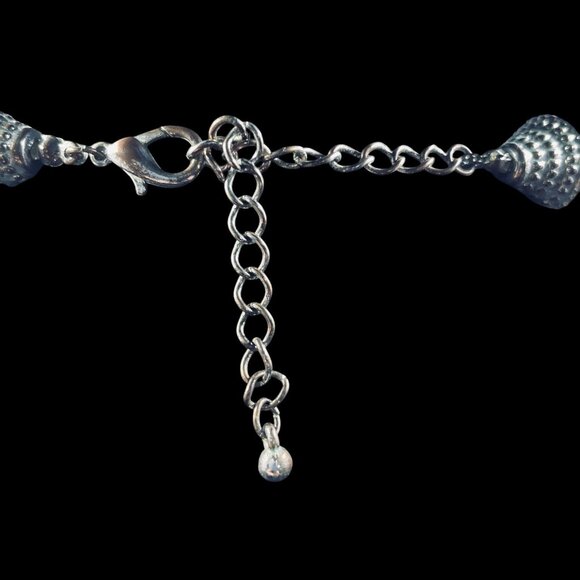 Chunky Beaded Statement Necklace Silver Gold Mixed Metal Boho Bold Jewelry Trend - Picture 9 of 9